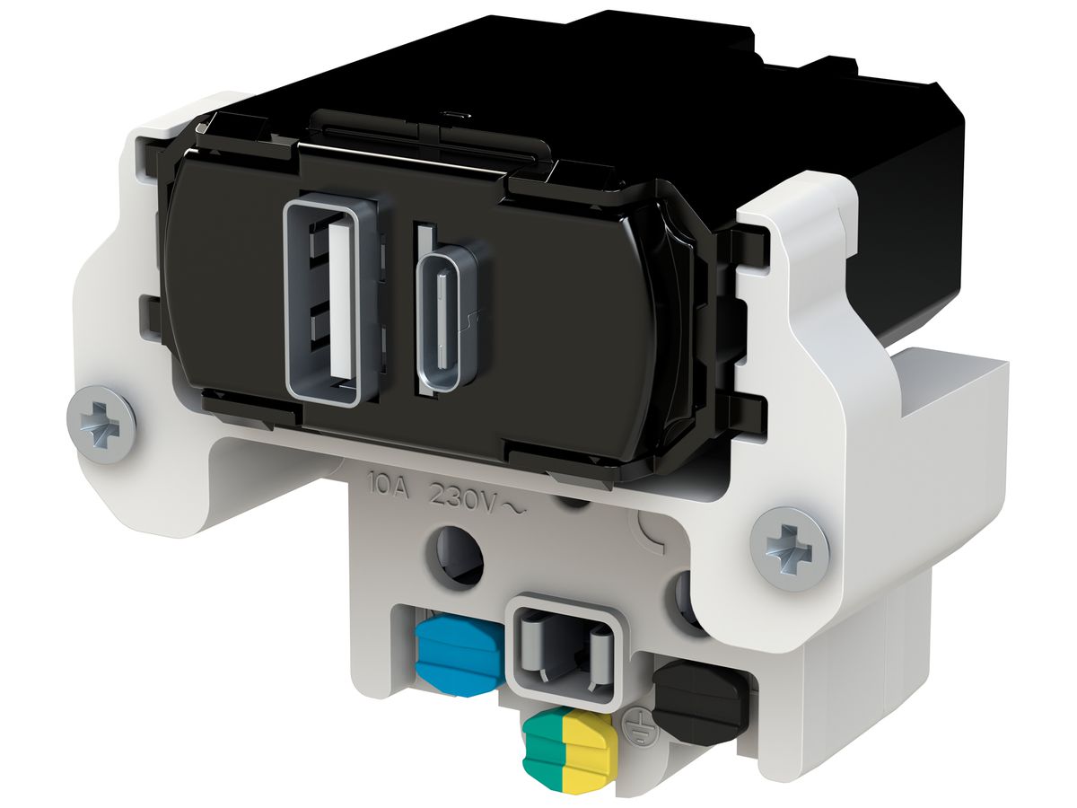 USB-Ladesteckdose ABB 1×USB-A 1×USB-C + T13 3000mA OUT:5V