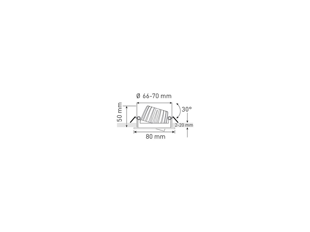 EB-LED-Spot MH maxLUCE DISC 8W 230V 3000K Loch-Ø68mm 650lm 350mA 36° IP44 nickel