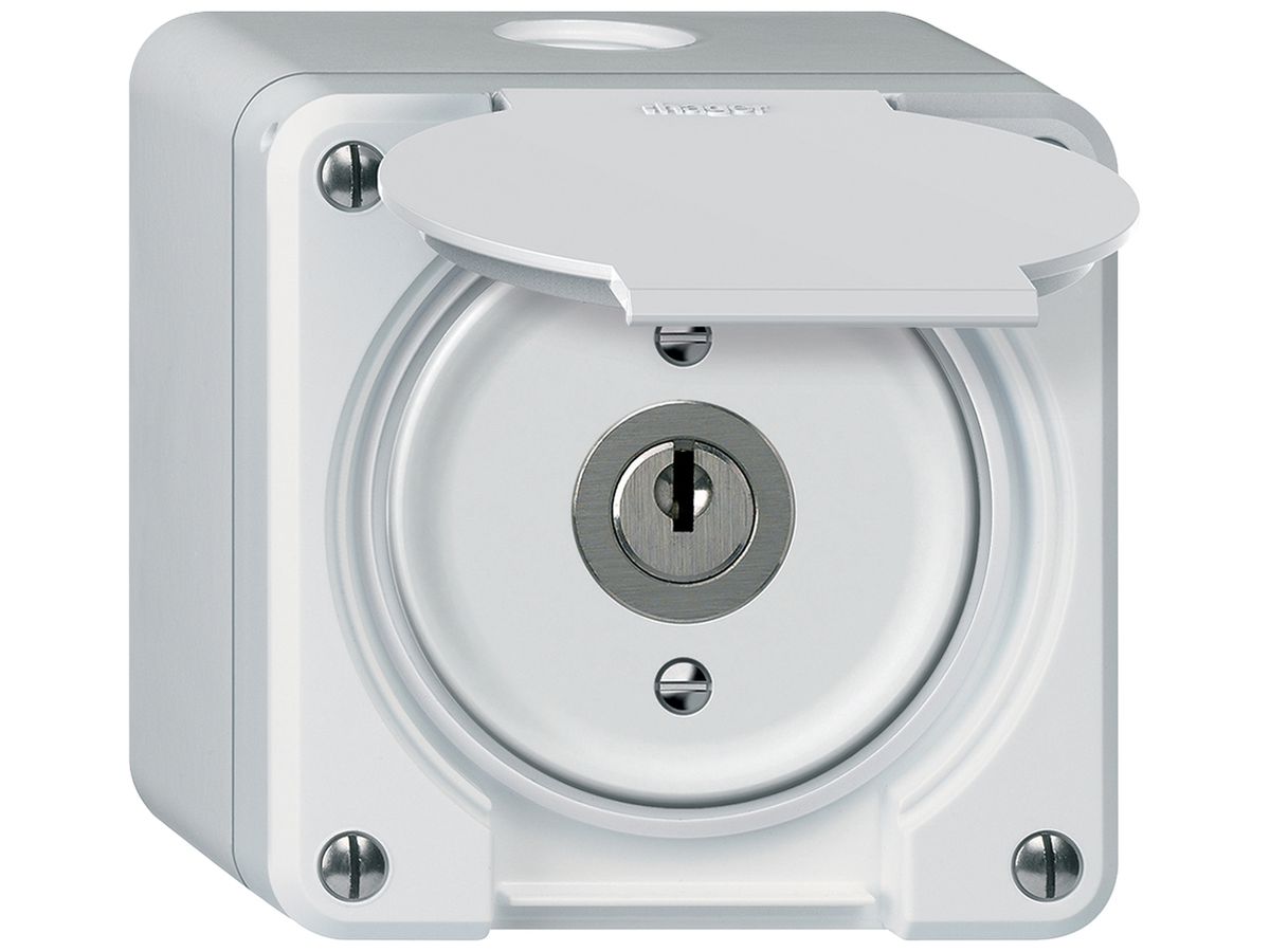 AP-Schlüsselschwenktaster robusto 1P 1NO 20A 250V 86×86mm weiss