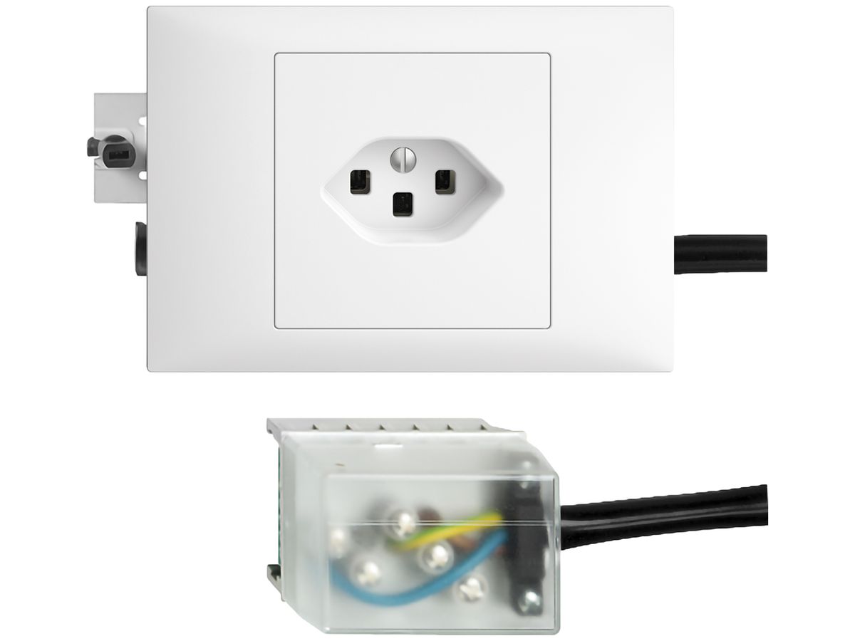 EB-Steckdose EDIZIOdue T23 L3 49…69mm weiss für Flachkabel Powerbus