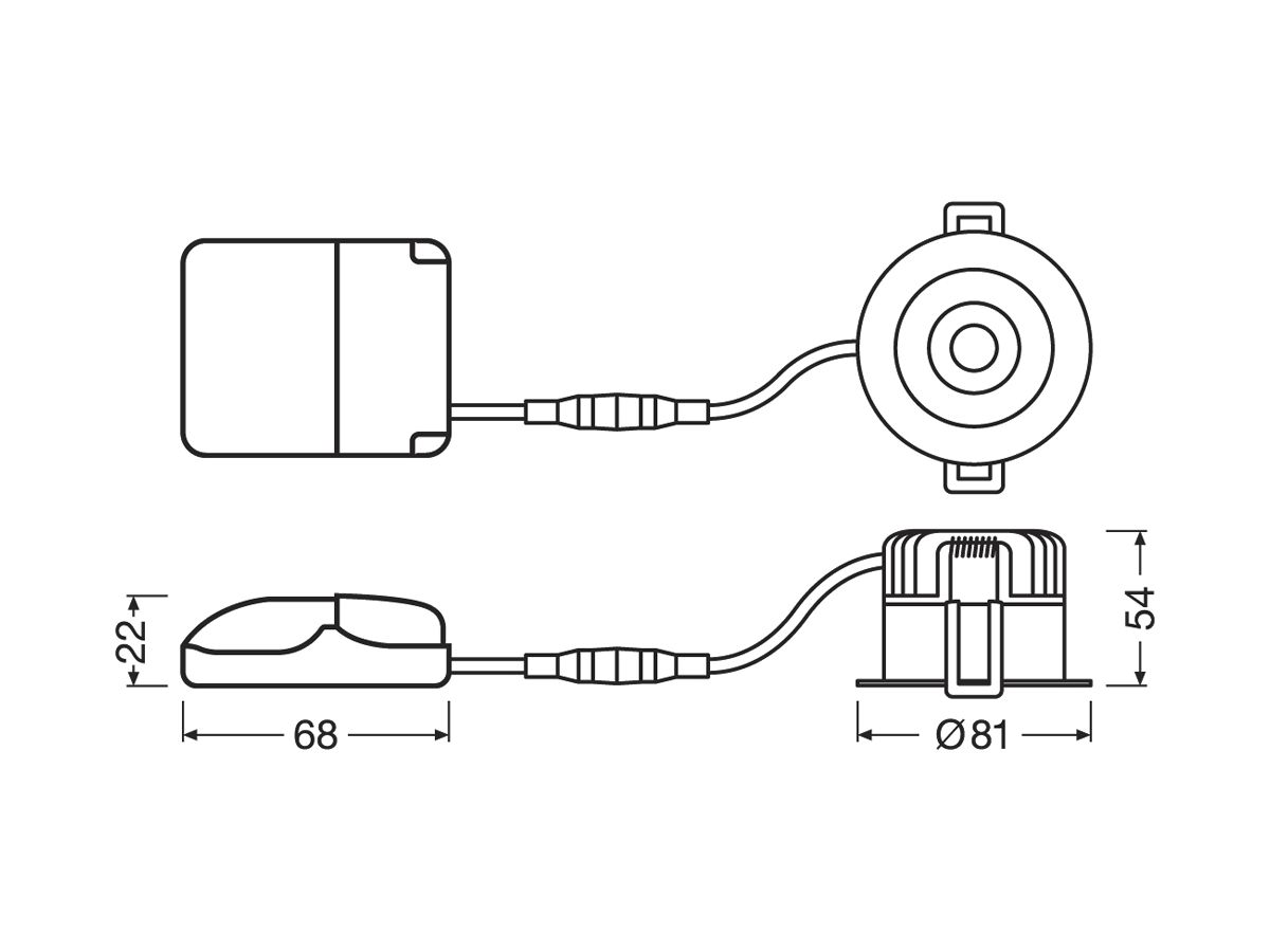 LED-Downlight LEDVANCE SP DK FIX 8W 640lm 2700K IP44 MB DIM schwarz