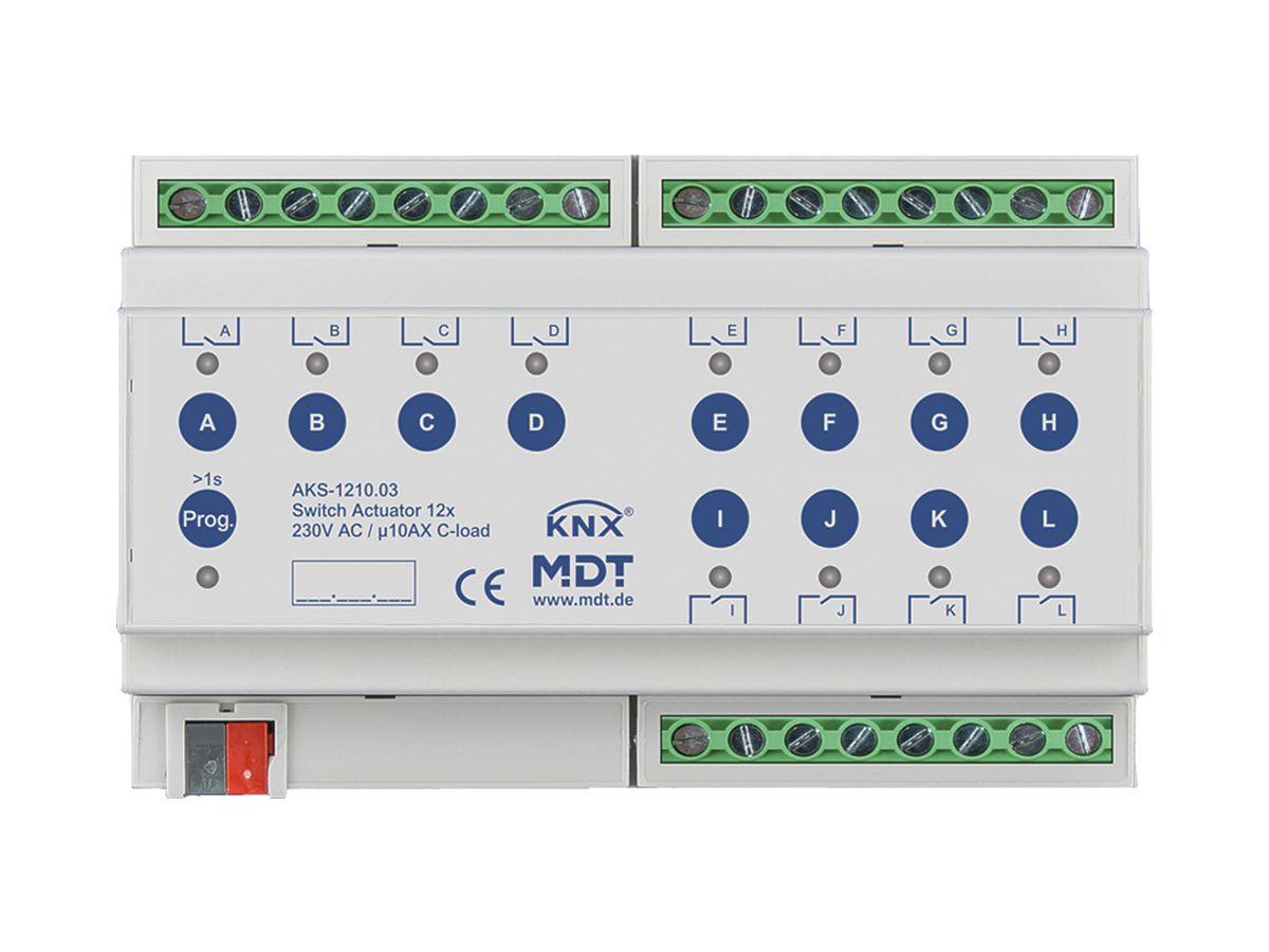 REG-Schaltaktor KNX MDT AKS-1210.03 12-Kan 10A 230VAC 8TE