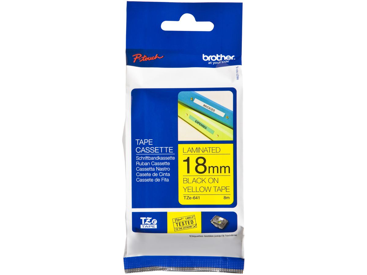 Schriftbandkassette Brother TZe-641 18mm×8m, gelb/schwarz