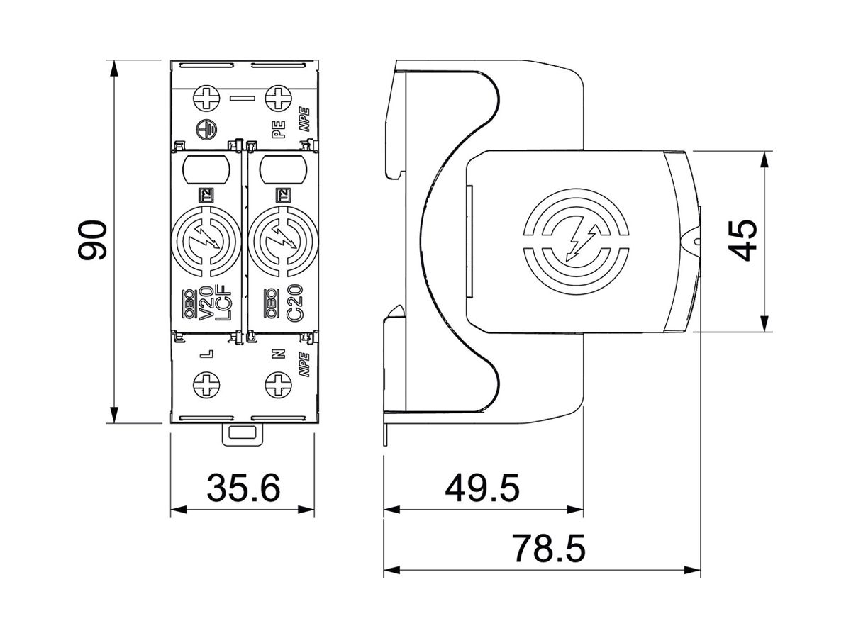Überspannungsableiter Bettermann SurgeController V20-LCF-1+1-280