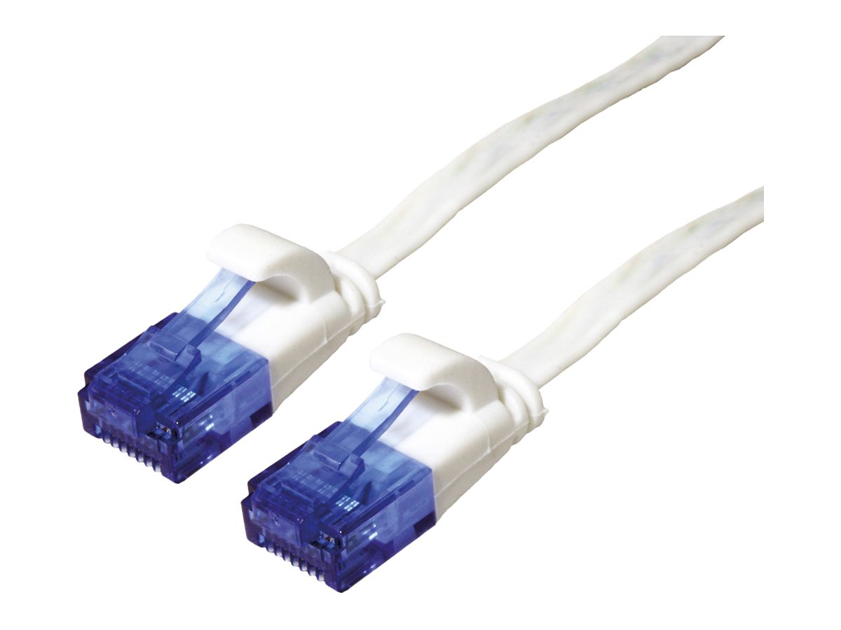 Patchkabel RJ45 VALUE Kat.6A U/UTP AWG32 PVC flach weiss 2m