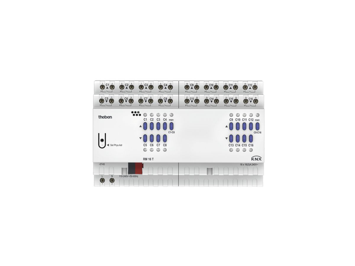 REG-Schalt-Jalousieaktor Theben RM 16 T KNX 16-fach oder 8-fach