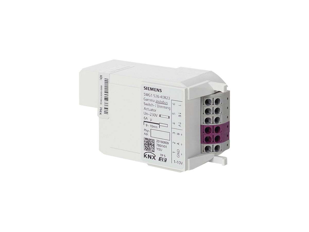 EB-Schalt-/Dimmaktor KNX Siemens 2×Ausgang 1380W 6A Schnittstelle 1-10V IP20