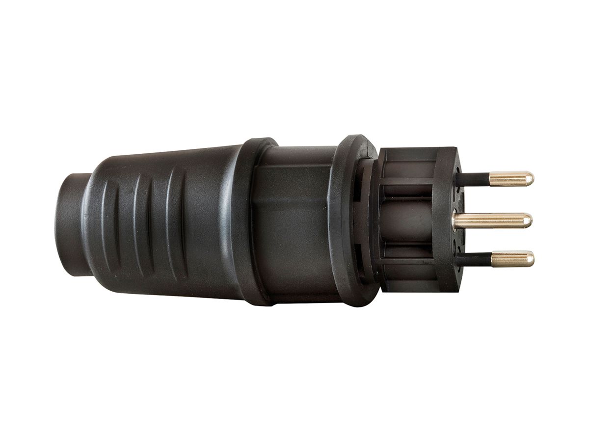 Stecker Typ 12 Brennenstuhl L+N+PE 10A 230V Gummi IP20 schwarz