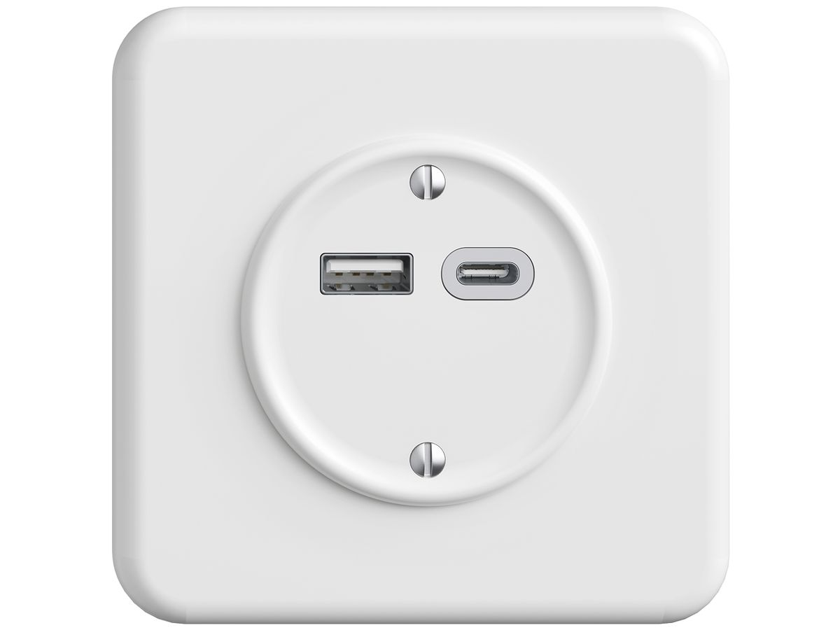 UP-Steckdose USB 18W Typ A + Typ C Feller STANDARDdue QMI 230V 3600mA weiss