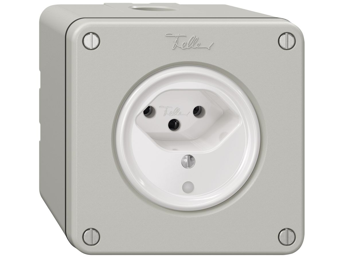 AP-Steckdose NEVO SNAPFIX® 1×T13 10A 250V beleuchtet 87×87×64mm IP21 lgu