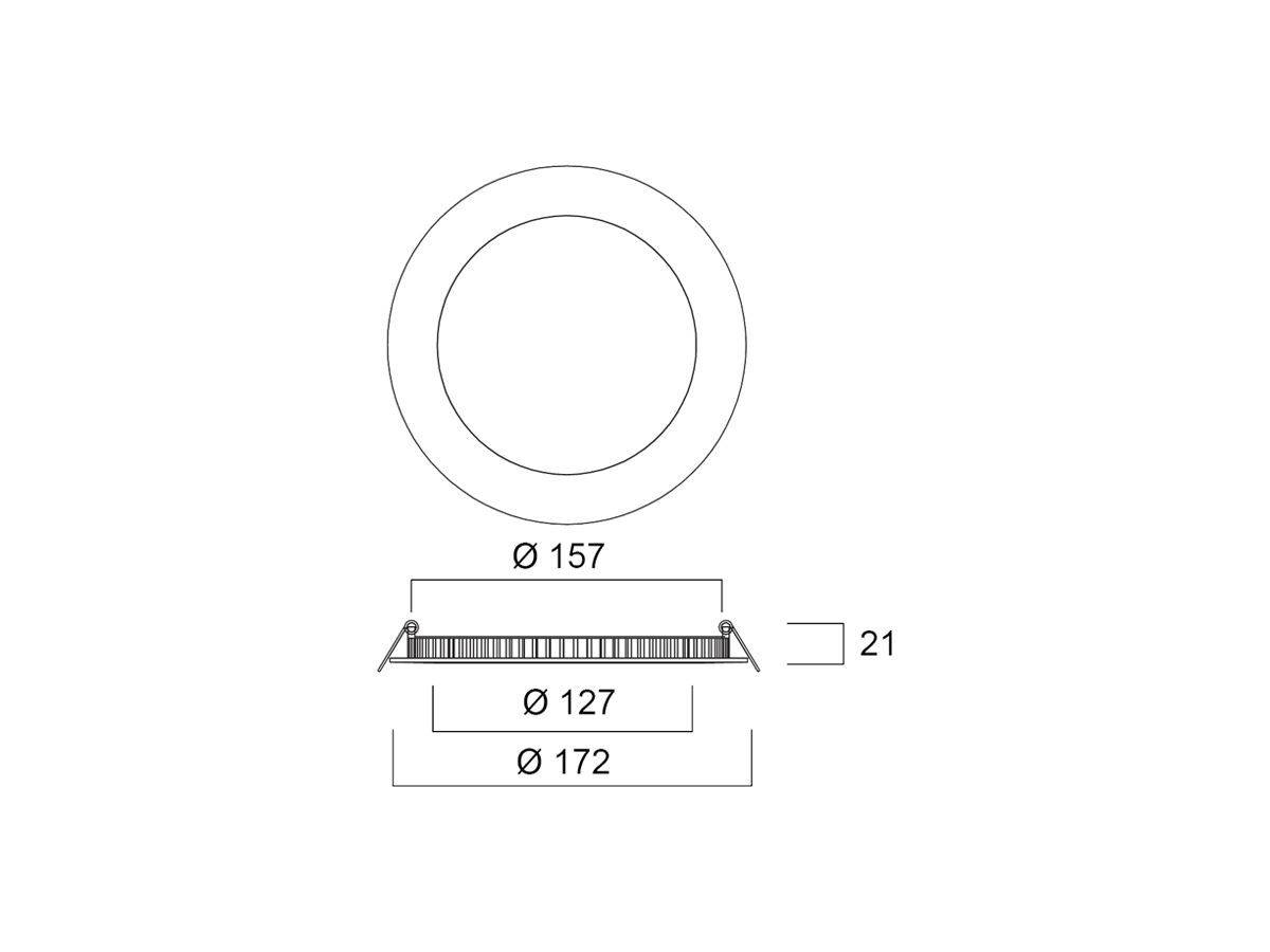 LED-Downlight Sylvania Flat 157 12W 1100lm 4000K IP44 120° DIM 172mm weiss