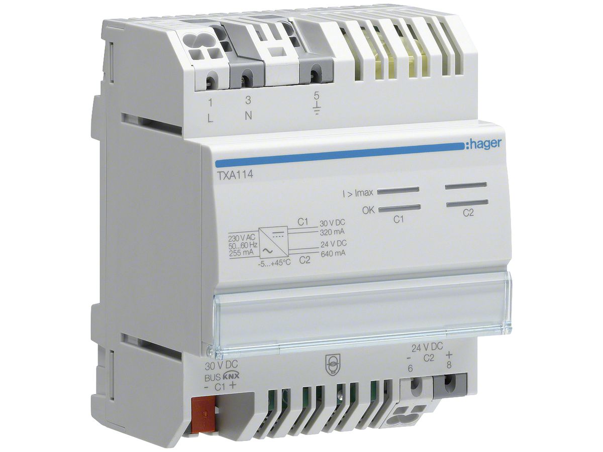 REG-KNX-Spannungsversorgung Tebis 30VDC 320mA 24VDC 640mA