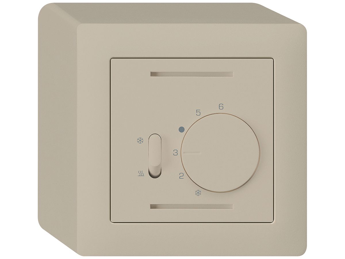 AP-Thermostat Hager kallysto, mit Schalter Heizen/Kühlen, beige