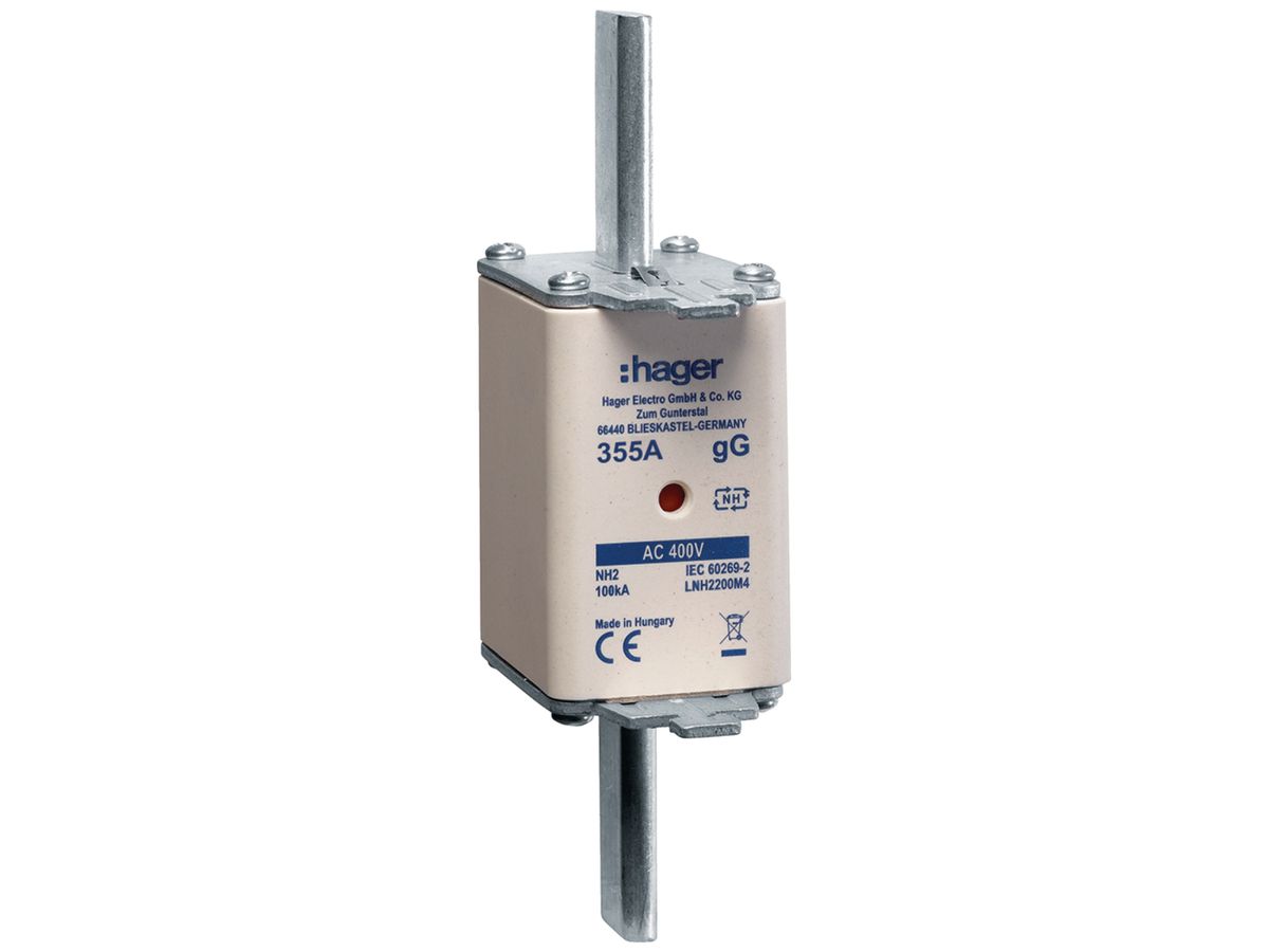 NH-Sicherung Hager DIN2 400VAC 355A gG/gL Doppelkennmelder rostgeschützt