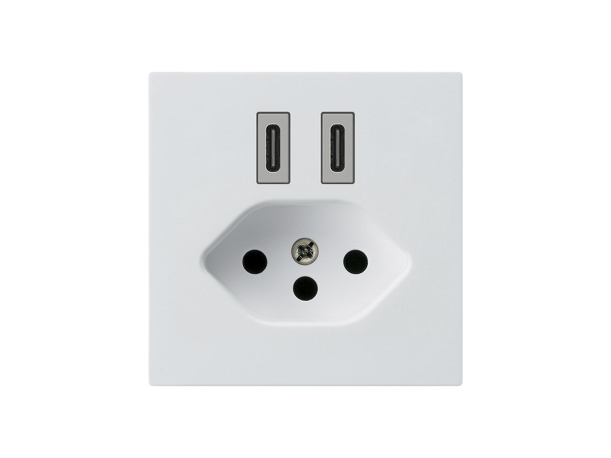 USB-Ladesteckdose Hager kallysto C-C 20W+T13 5V 60×60mm weiss