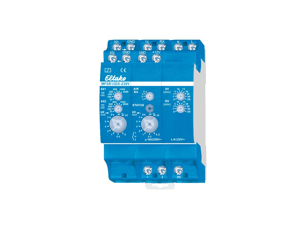 REG-Multifunktionsrelais Eltako MFSR12DX-230V für bidirektionale Zähler 2×S0/IR