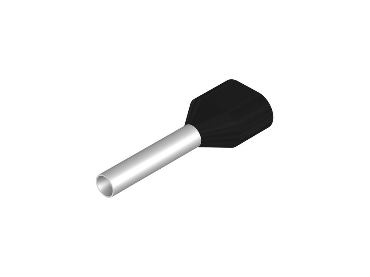 Zwillings-Aderendhülse Weidmüller H isoliert 2×1.5mm² 12mm schwarz DIN lose