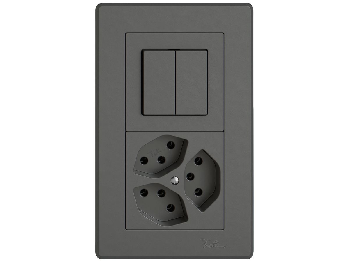 UP-Kombination EDIZIO.liv SNAPFIX® 2×1 156×96mm Schema 1/3+3/1L+3×T13 dunkelgrau