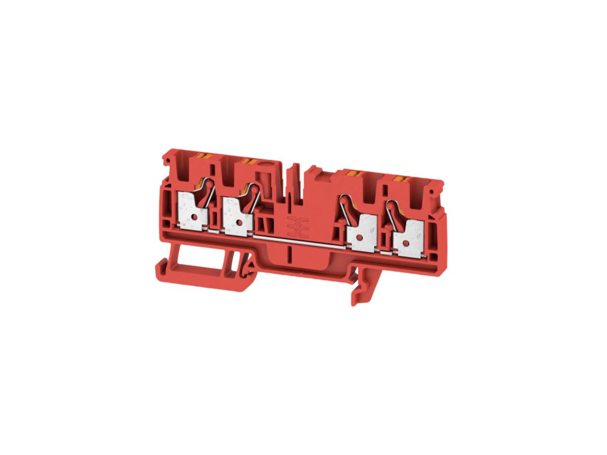 Durchgangs-Reihenklemme Weidmüller A4C PUSH IN 4mm² 4 Anschlüsse TS35 rot