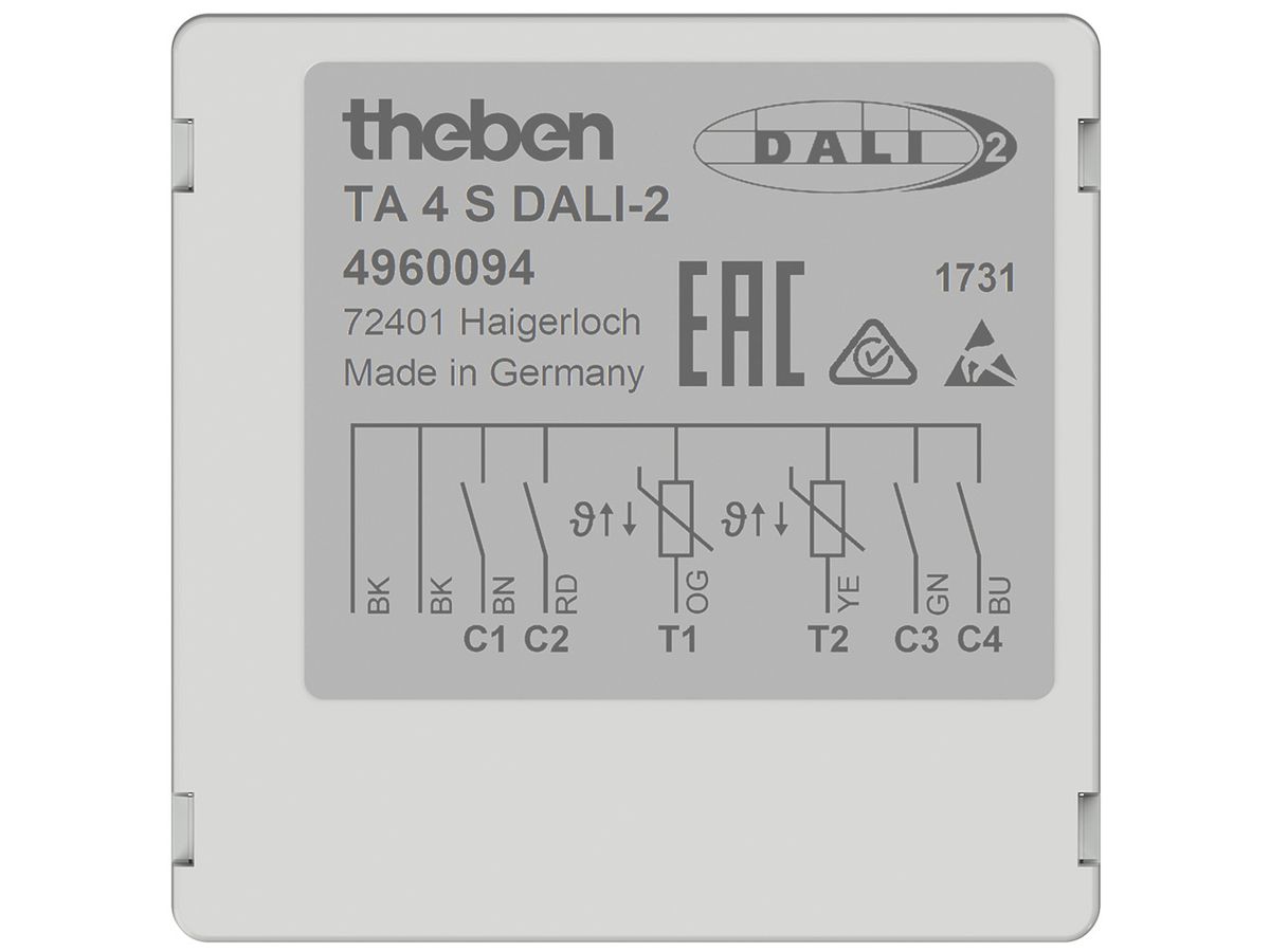 EB-Tasterschnittstelle Theben TA 4 S DALI-2, 4-Kanal + 2×AI