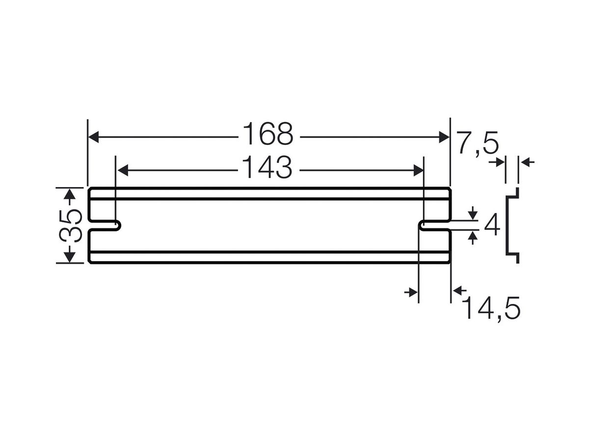 Tragschiene Hensel, 168mm, für DK / KF / EB 25…