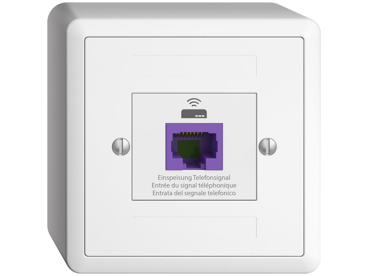 AP-Rückführungsdose EDIZIOdue 1×RJ45 f.Swisscom VoIP, 8 polig, UTP, weiss