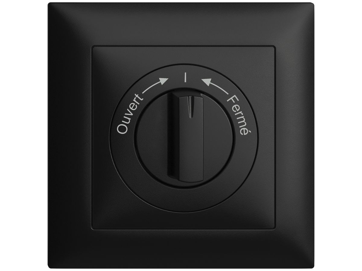Frontset Ouvert->I<-Fermé EDIZIOdue schwarz 88×88mm für Drehschalter