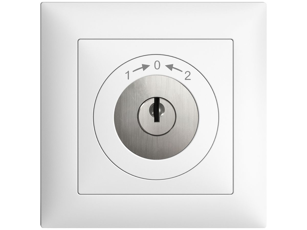 UP-Schwenktaster 1->0<-2 EDIZIOdue weiss mit Sicherheitsschloss