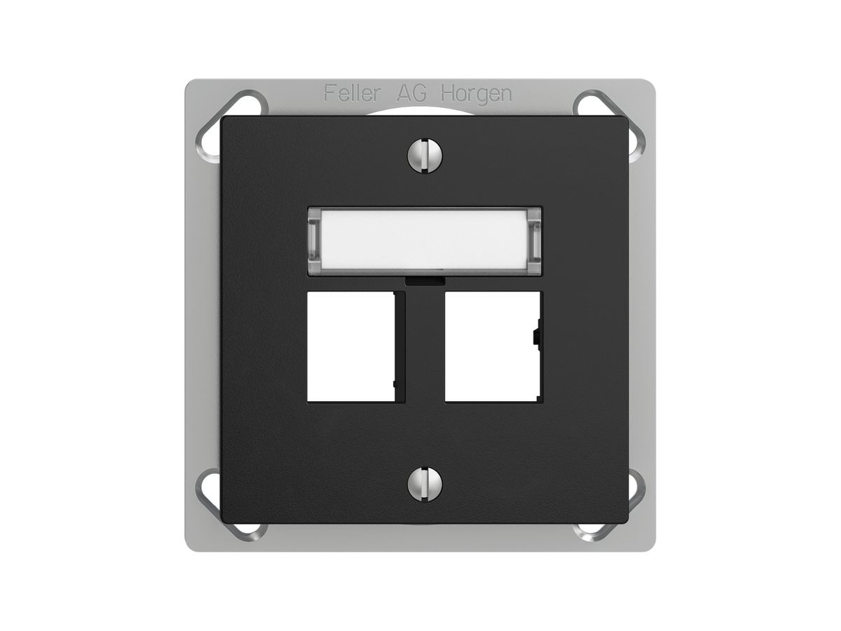 EB-Montageset EDIZIOdue Geradeauslass, für 2×RJ45 freenet, schwarz