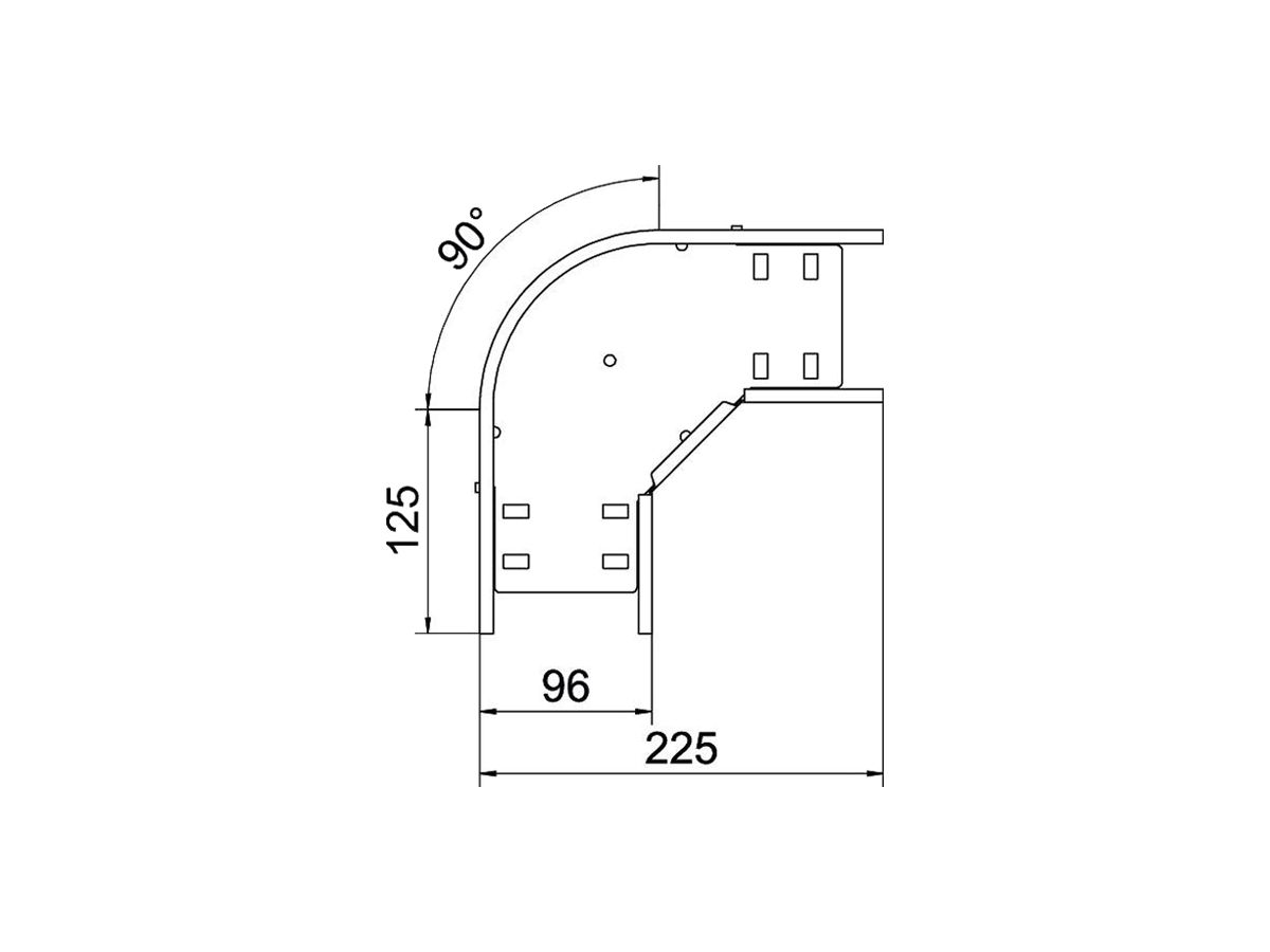 Bogen BET RB 90° 85×100mm Stahl feuerverzinkt