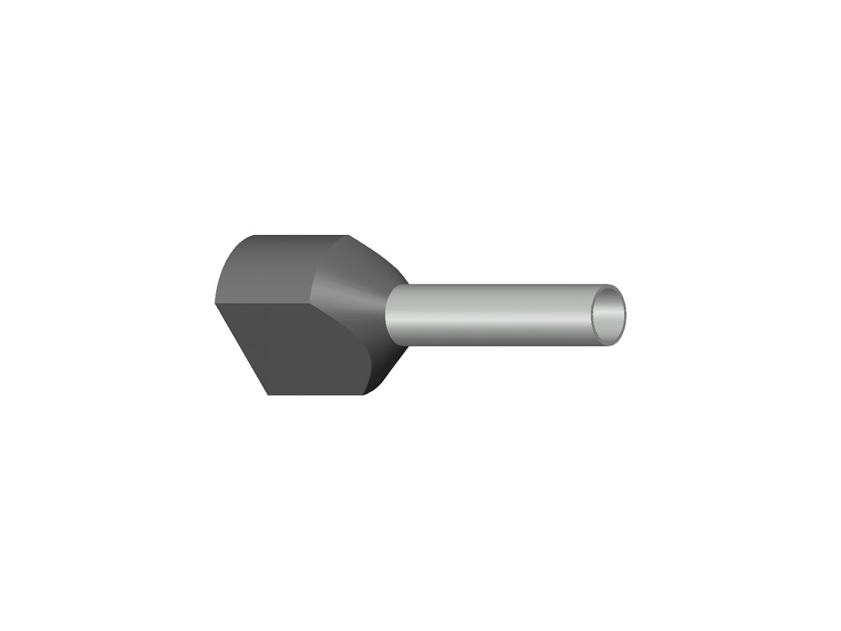 Zwillings-Aderendhülse isoliert 2×2.5mm²/12mm grau
