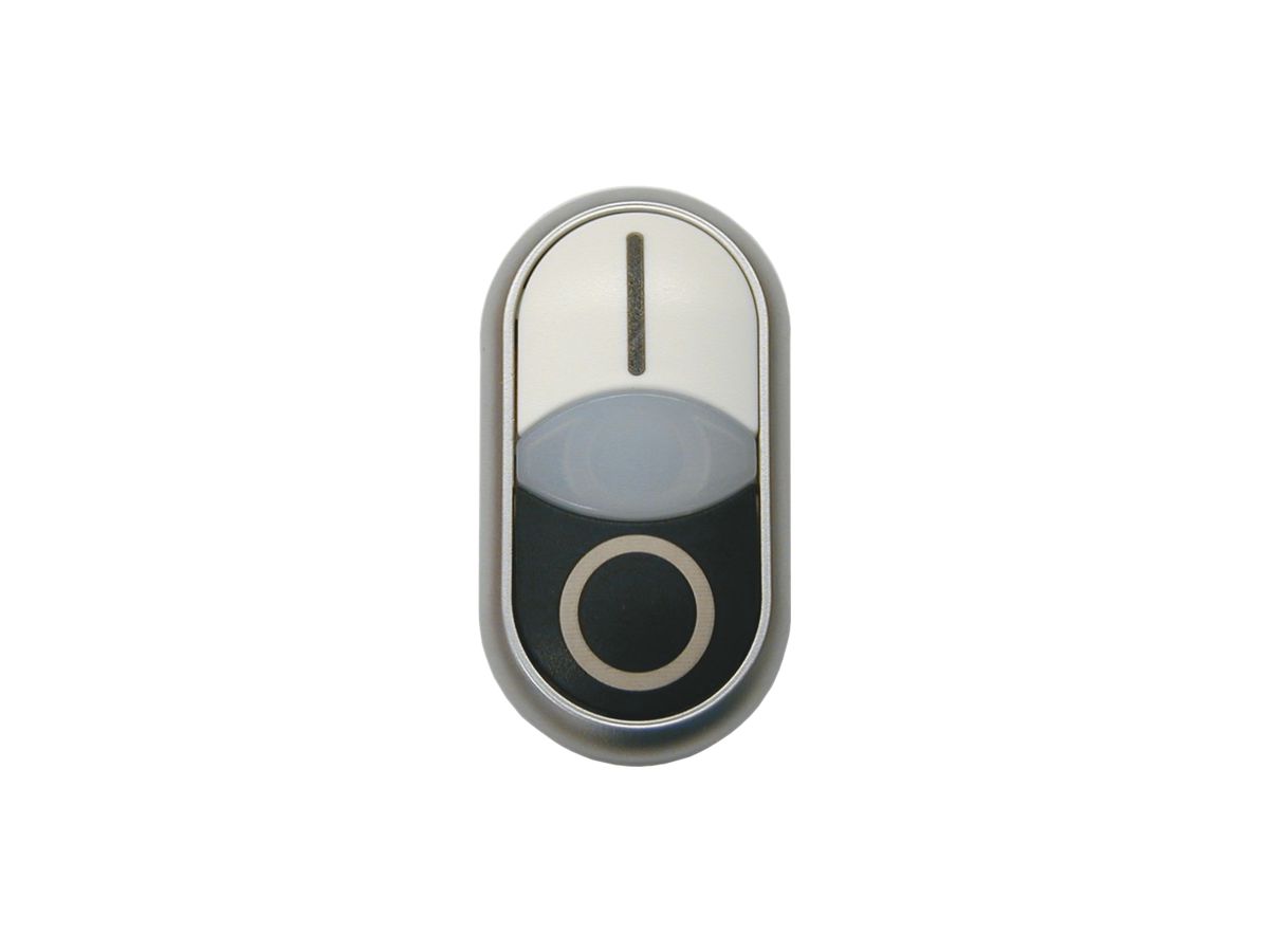 Doppeldrucktaste ETN RMQ flach I/O weiss/schwarz, Ring schwarz