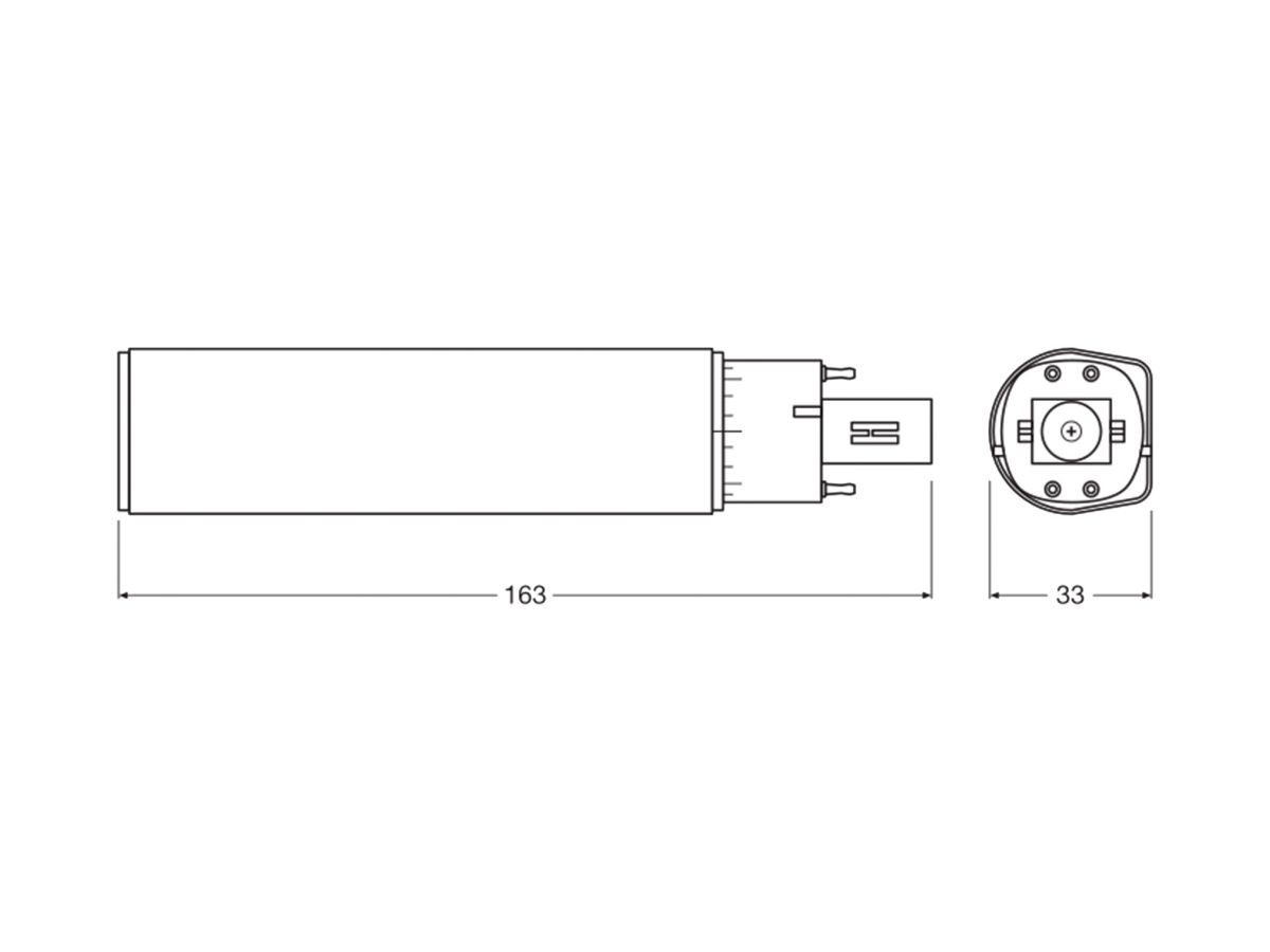 LED-Lampe LEDVANCE DULUX D/E26 G24q-3 10W 1100lm 6500K mattiert 120° 163mm