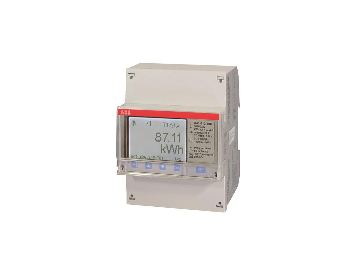 REG-Energiezähler ABB iBus A41 412-100, 1×80A Gold 2DI/2DO RS-485