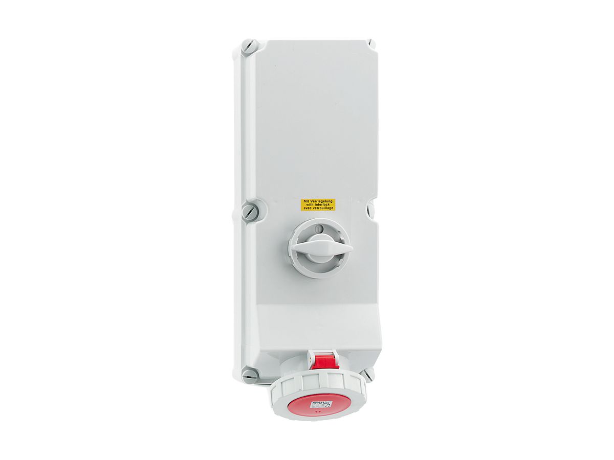 AP-Steckdose CEE Bals 5P 125A 400V 6h rot IP67 vernickelt abschli.