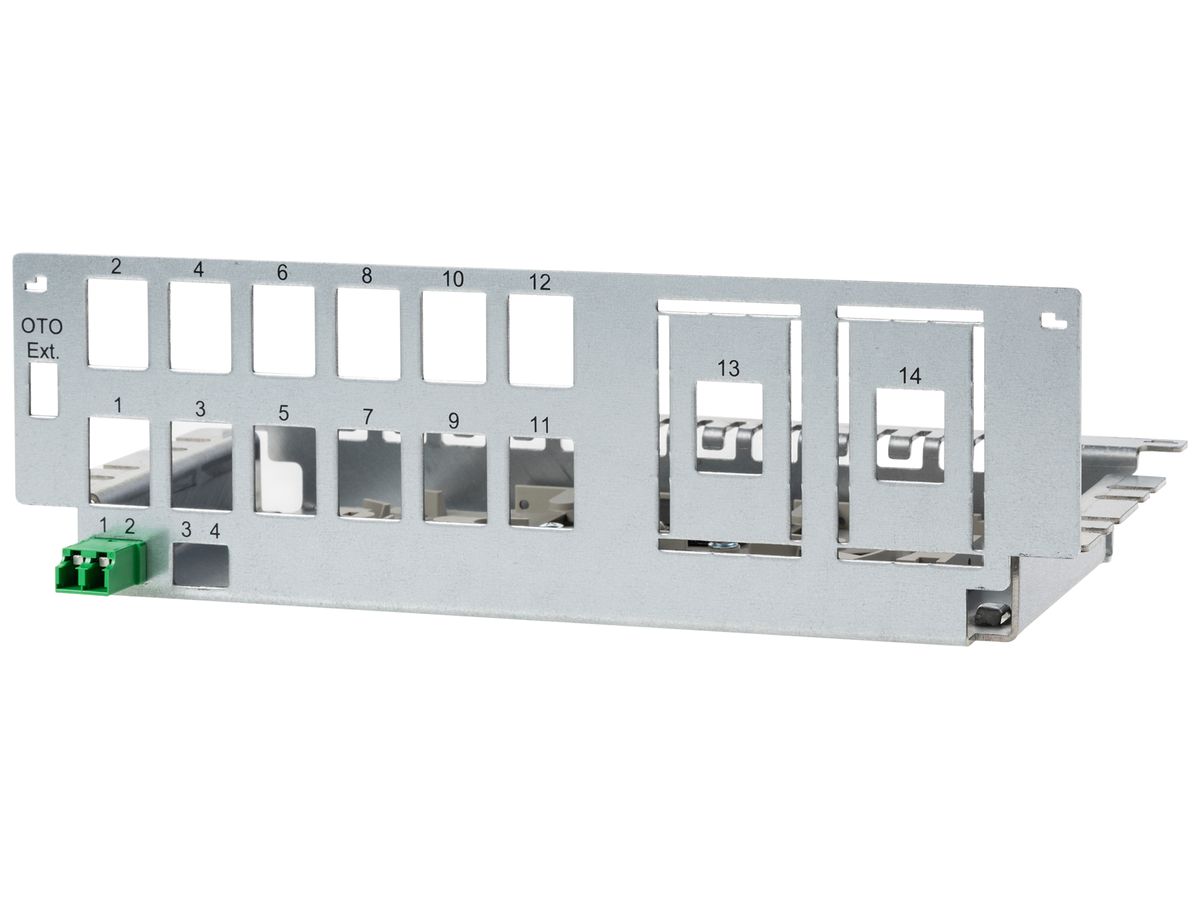 Patchpanel Cecoflex Hybrid 12(+2)-Port RJ45 Keystone 2×LC-D (1×bestückt APC)