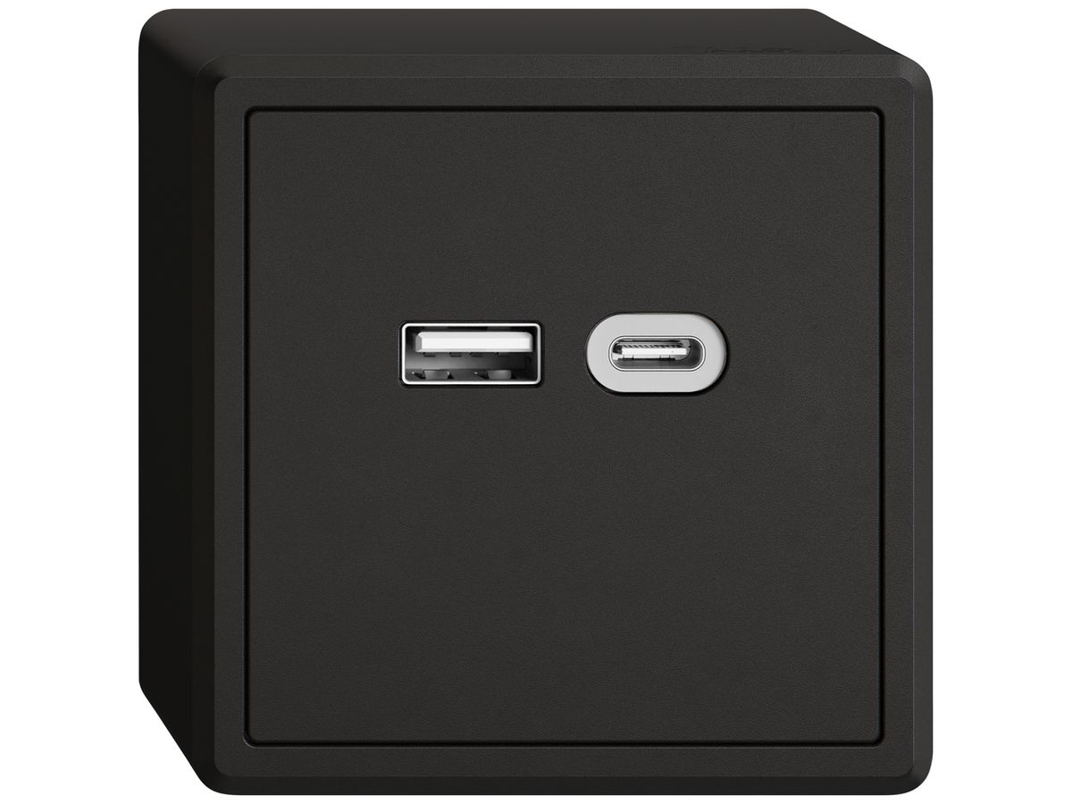 AP-USB-Ladesteckdose EDIZIO.liv SNAPFIX® 230VAC 18W 1×USB Typ A 1×USB Typ C sz
