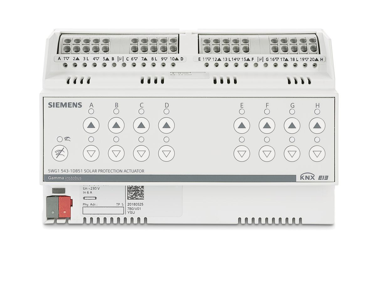 REG-KNX-Sonnenschutzaktor Siemens N 543D51, 8-Kanal, 6A