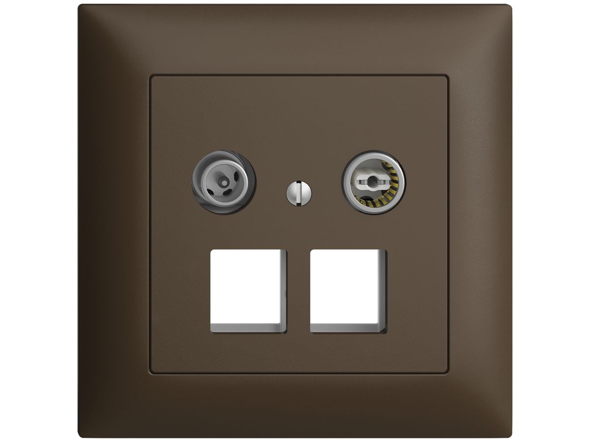 UP-Multimediadose 4dB EDIZIOdue FMI, Stichdose, f.2×RJ45 Keystone, coffee