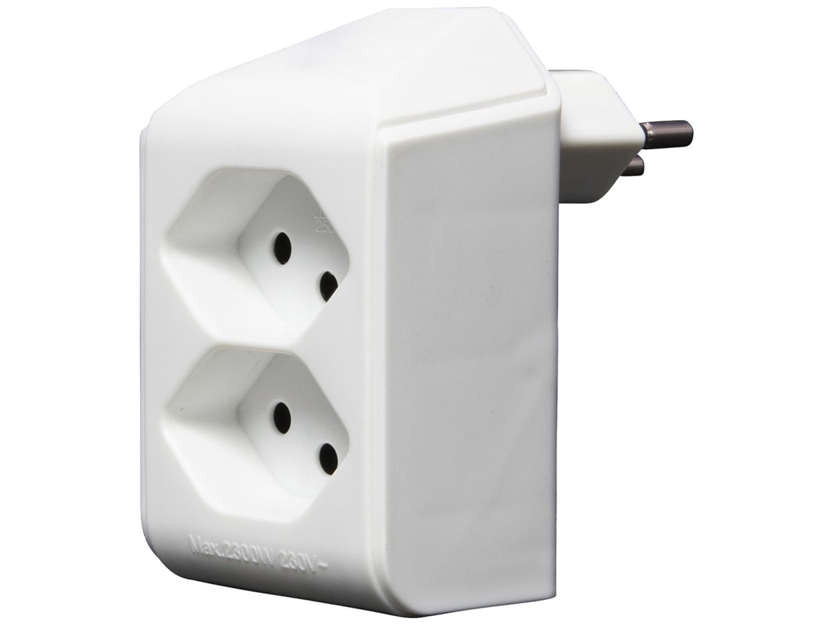 Abzweigstecker cleverLINE 2×T13 300° ohne Aufhänger weiss