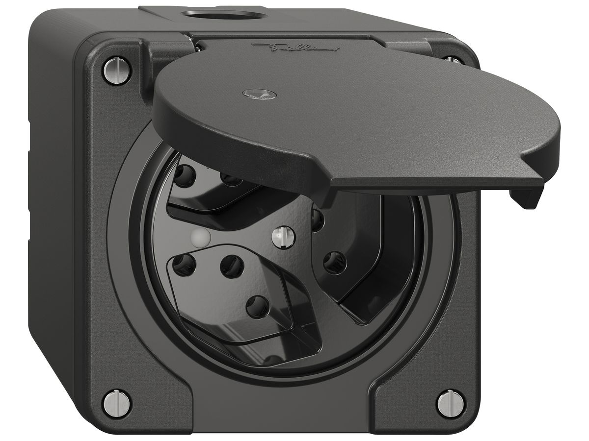 AP-Steckdose NEVO SNAPFIX® 3×T13 10A 250V beleuchtet 87×87×70mm IP21 sz