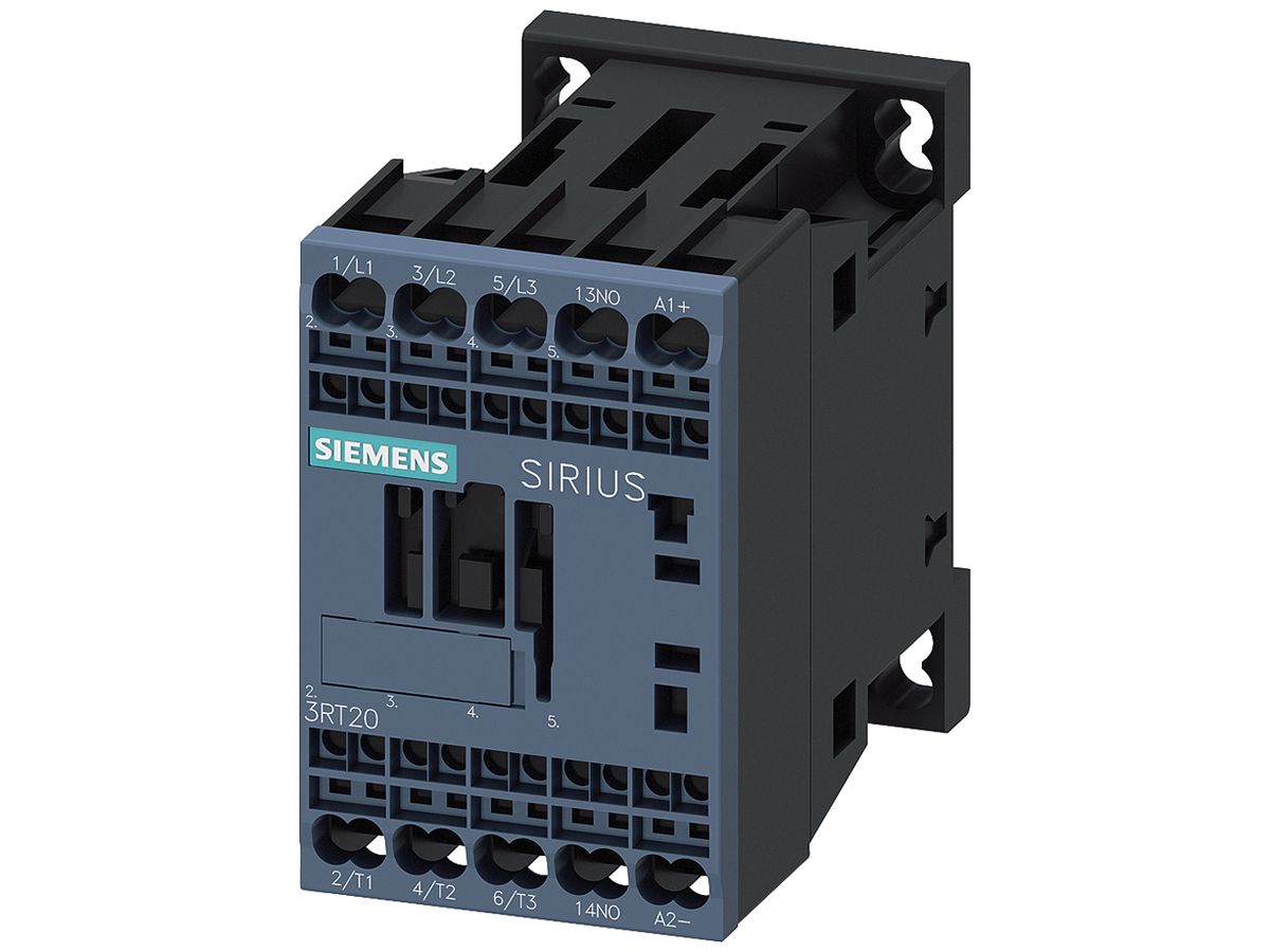 Leistungsschütz Siemens SIRIUS 3RT2 24VDC 3P 9A +1S+Diode Federzugklemmen