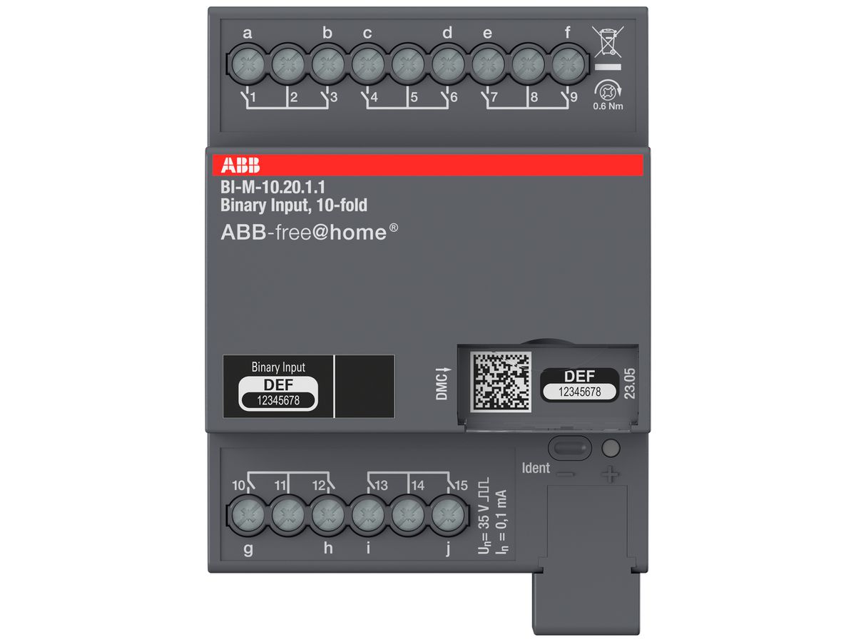 REG-Binäreingang ABB free@home 10×Eing IN:35V gepulst 4TE