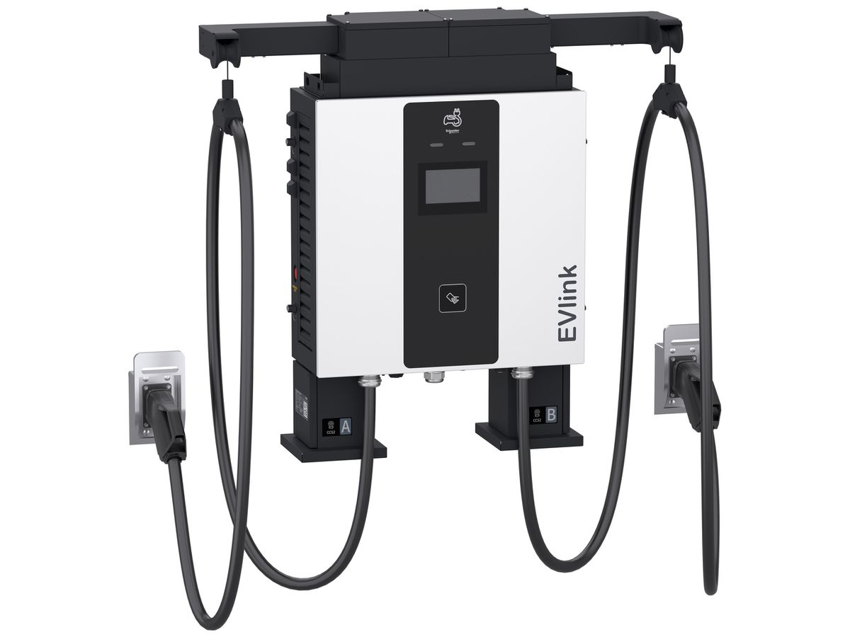 Ladestation EVlink Pro 2×CCS2 5m m.Kabelmanagement 4G ISO15118 IK10 IP55