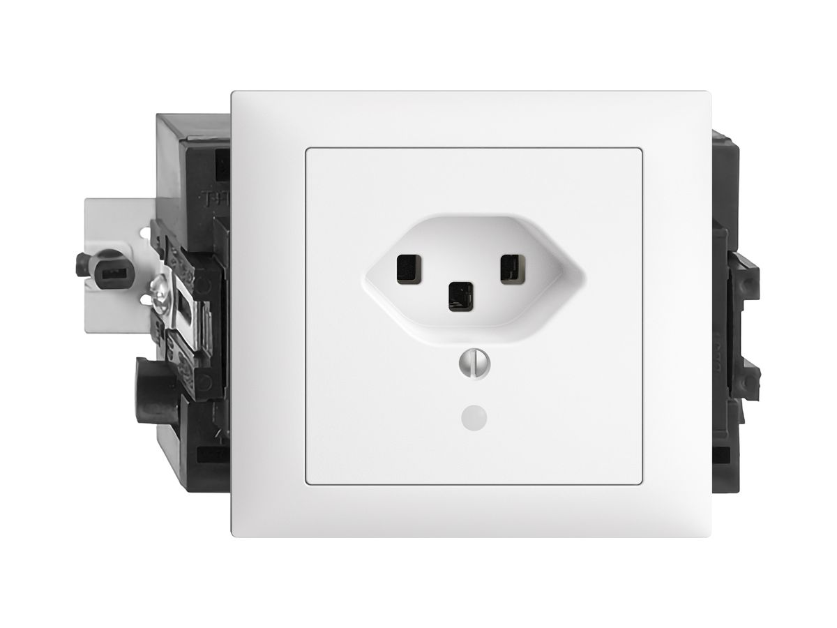 EB-Steckdose EDIZIOdue T23 16A weiss 46…69mm(53mm) mit LED grün