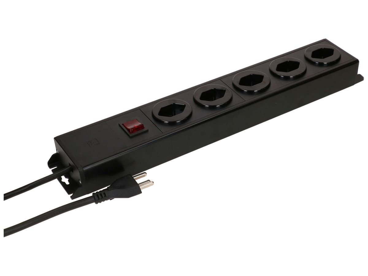 Steckdosenleiste MH POWER LINE 16A Schalter 5×T23 1.5m schwarz-schwarz