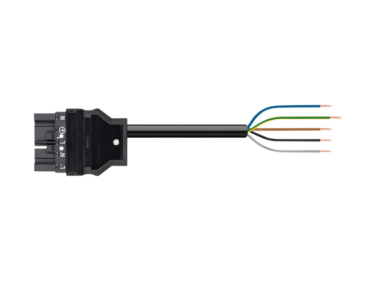 Anschlussleitung WAGO 5×2.5mm² 20A 400V 5m Cod.L Stecker-freies Ende grau