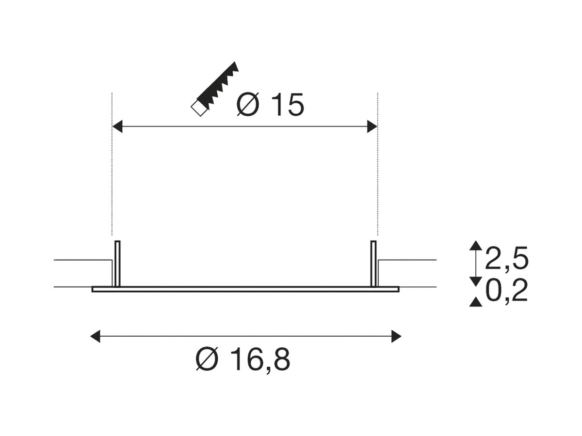 Einbaurahmen SLV DOWNLIGHT150 Kunststoff Ø168mm schwarz