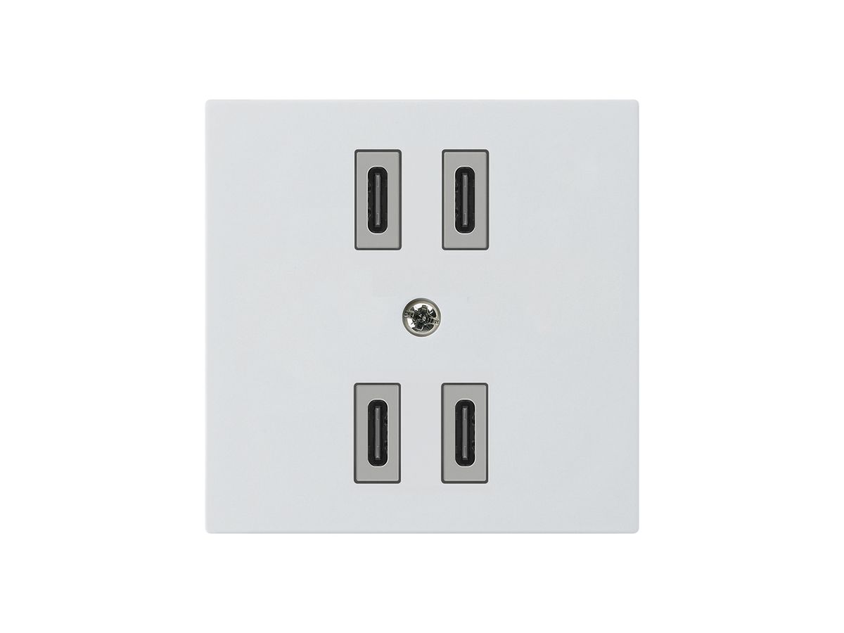 USB-Ladesteckdose Hager kallysto 2×C-C 2×20W oder 4×10W 5V 60×60mm weiss