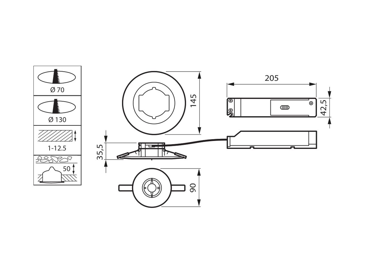 EB-LED-Sicherheitsleuchte Philips EM151B 3W 328lm 6500K bat 3h ST Ø95×31mm weiss